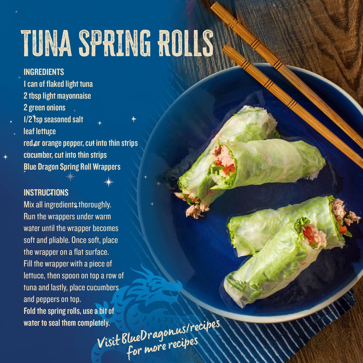 Blue Dragon Rice Paper Spring Roll Wrappers 4.7oz (Pack of 1) - Vietnamese Rice Paper Sheets - No Added Colors, Flavors Or Preservatives - Vegan, Gluten Free, Non-GMO