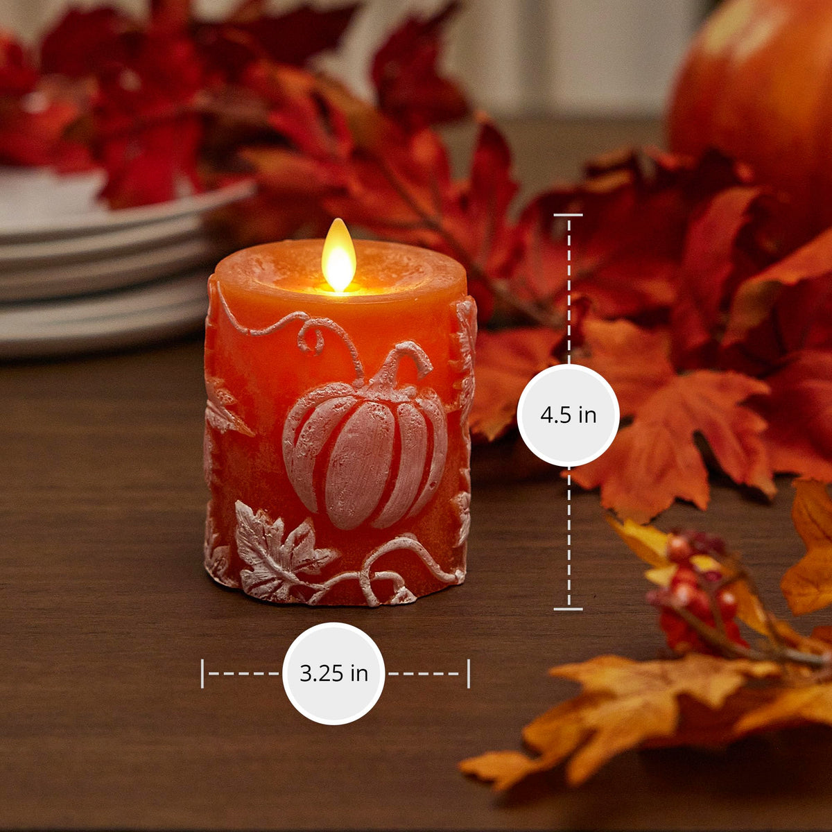 Luminara - Flameless Flickering Real Wax Moving Flame Battery Operated Unscented Candle LED Décor & Gift- Embossed Pillar Collection