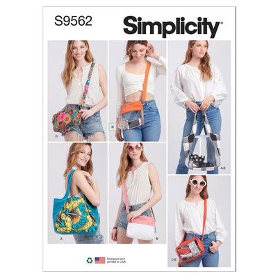 Simplicity S9562 Tote Bag, Shoulder Bag & Pouch Sewing Pattern, One Size