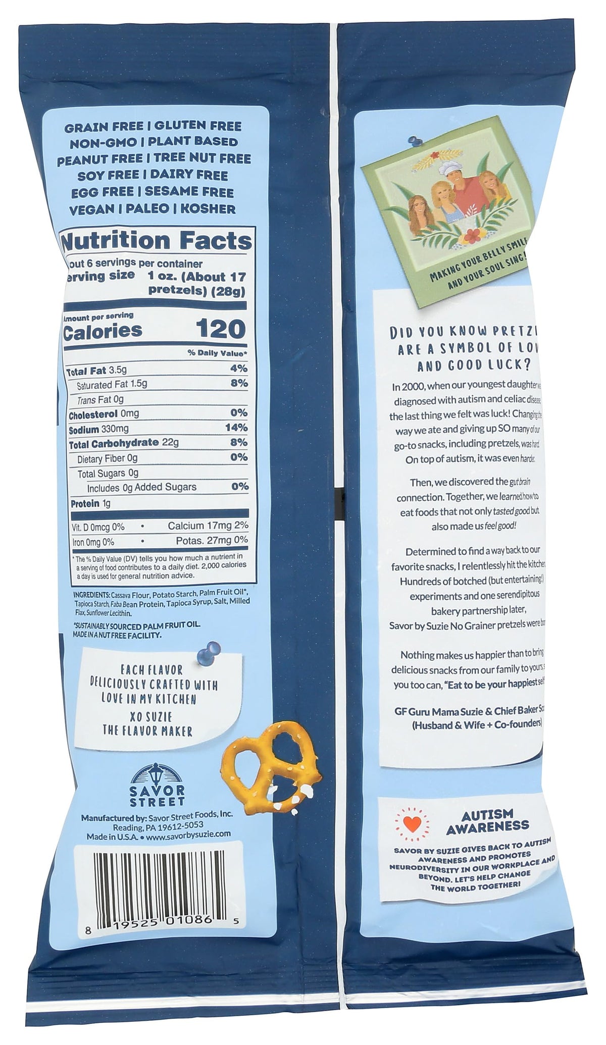 Savor By Susie Sea Salt Grain Free Pretzels, 6.5 OZ