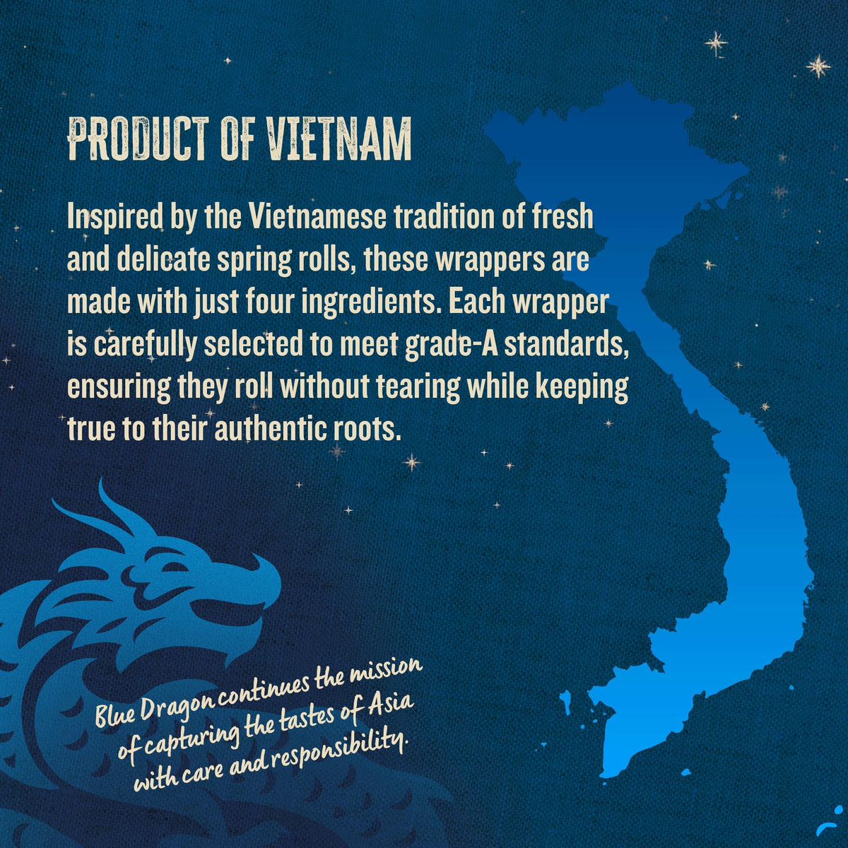 Blue Dragon Rice Paper Spring Roll Wrappers 4.7oz (Pack of 1) - Vietnamese Rice Paper Sheets - No Added Colors, Flavors Or Preservatives - Vegan, Gluten Free, Non-GMO