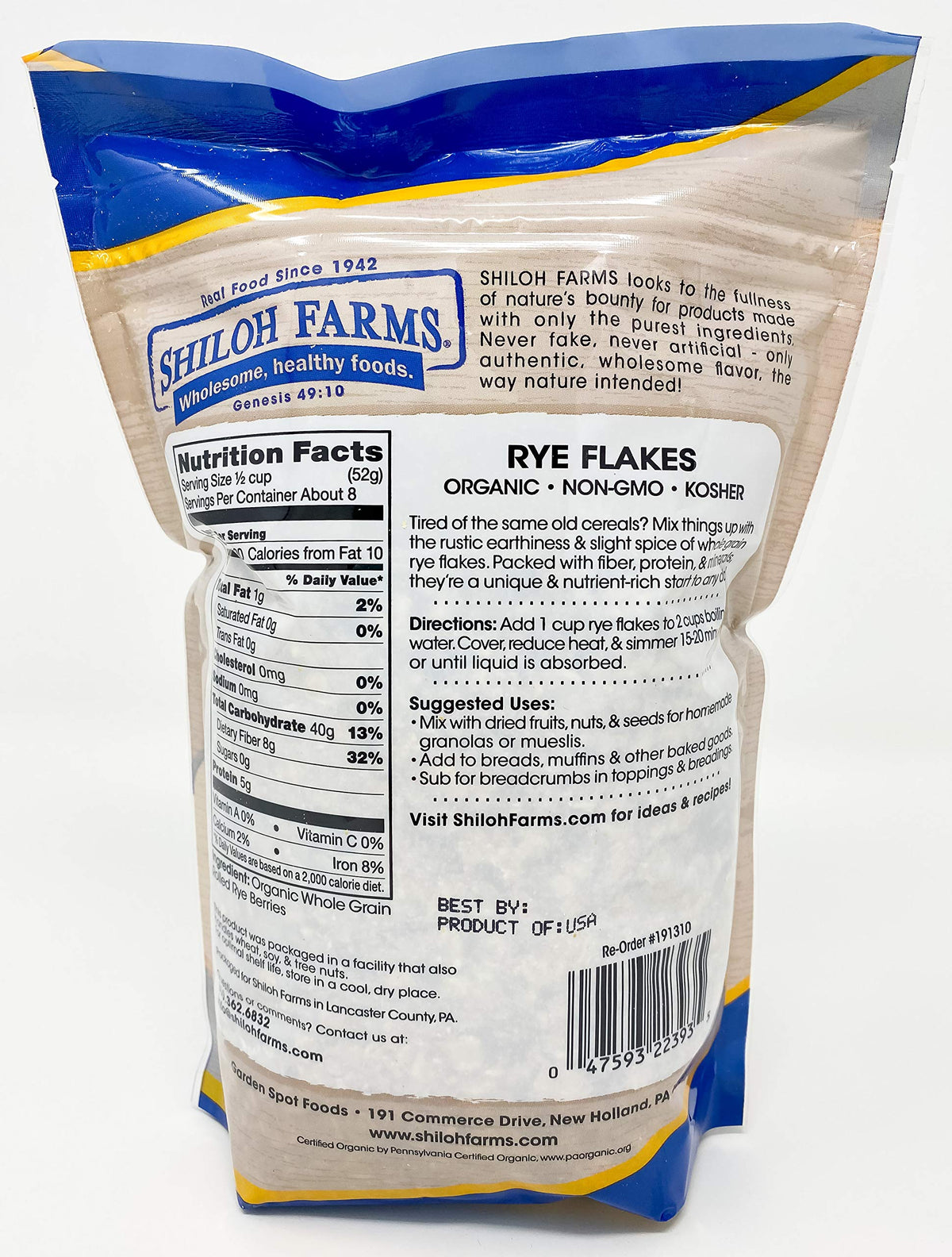 Shiloh Farms Organic Rye Flakes -- 15 oz