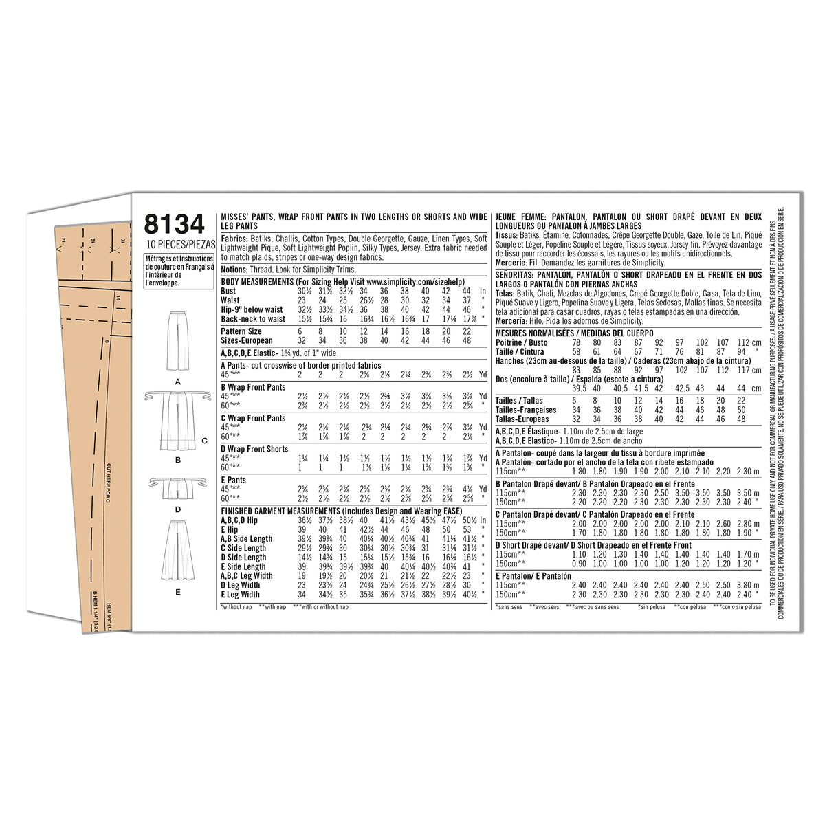 Simplicity S8134 Easy-to-Sew Women's Pants, Culottes & Shorts Sewing Pattern, Sizes 6-14