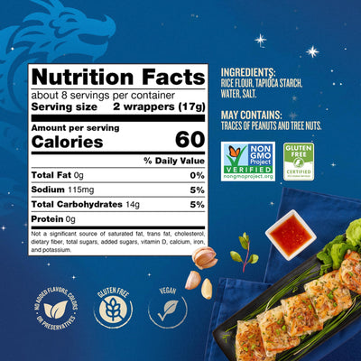 Blue Dragon Rice Paper Spring Roll Wrappers 4.7oz (Pack of 1) - Vietnamese Rice Paper Sheets - No Added Colors, Flavors Or Preservatives - Vegan, Gluten Free, Non-GMO