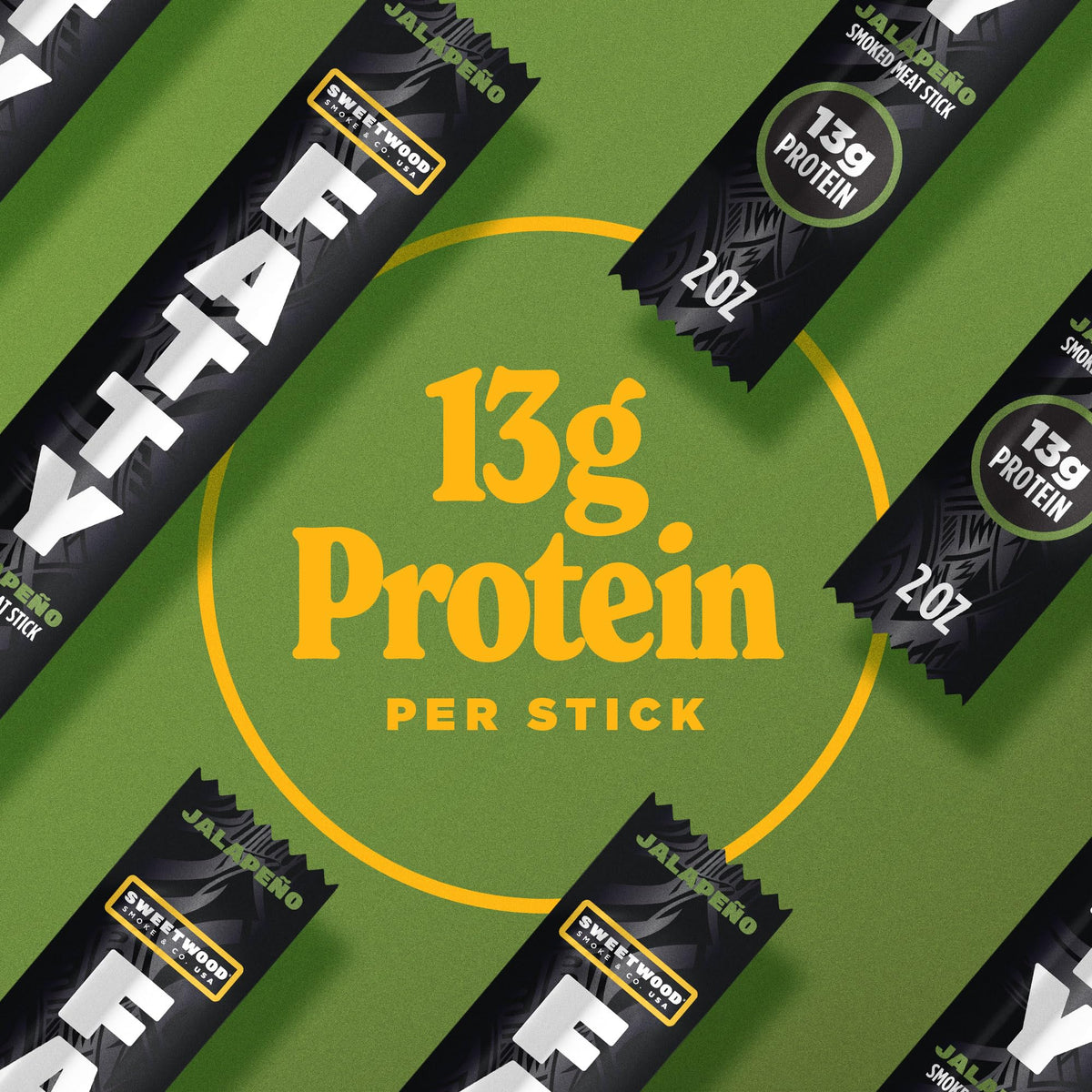 FATTY Meat Sticks, Made with Grass Fed Beef, Pork Raised Without Antibiotics, 13g Protein Per Serving, Jalapeno, 2 oz. (Pack of 20)
