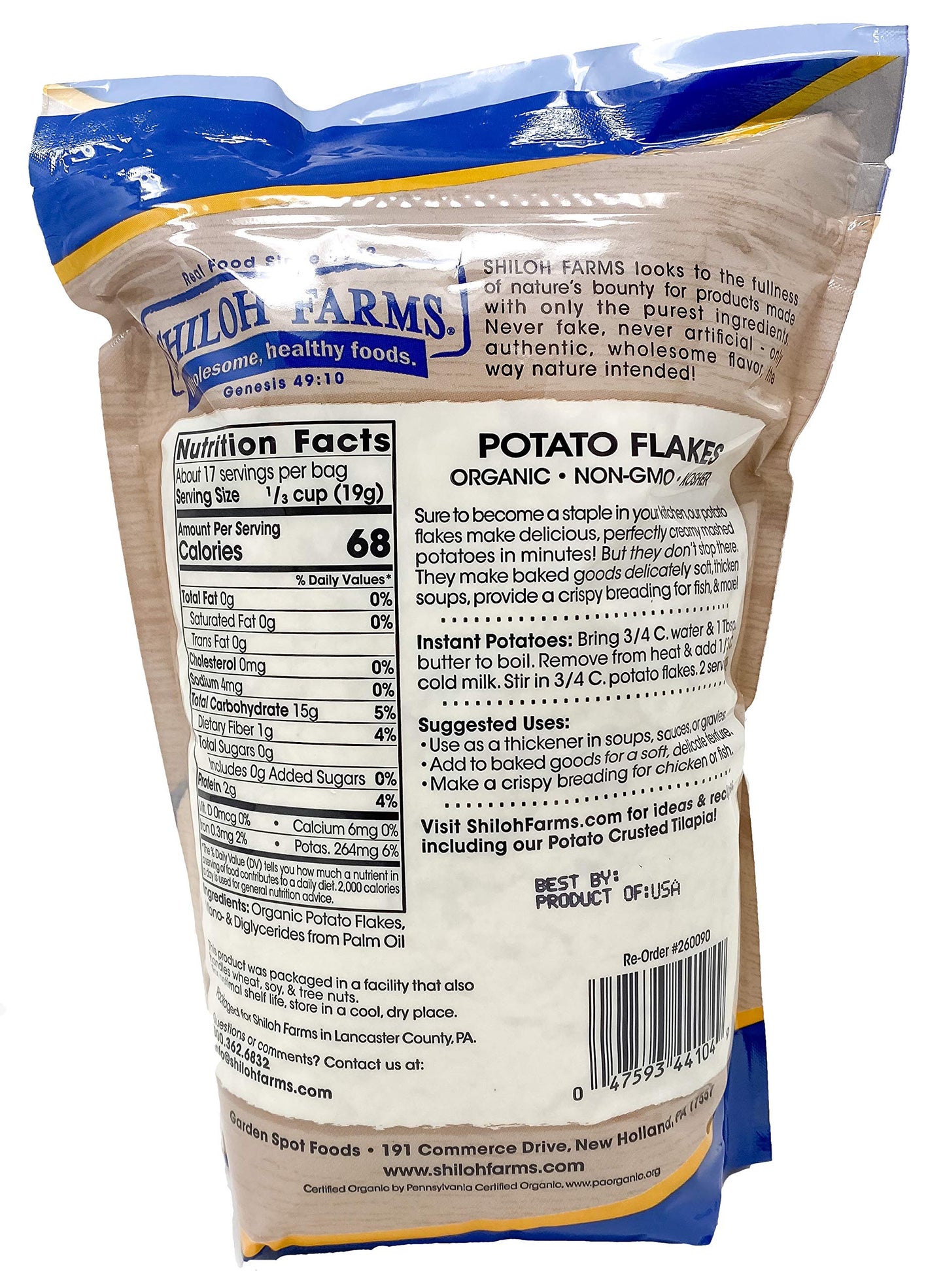 Shiloh Farms Organic Potato Flakes 12 ounce - 2 pack - Non GMO Kosher Product of USA
