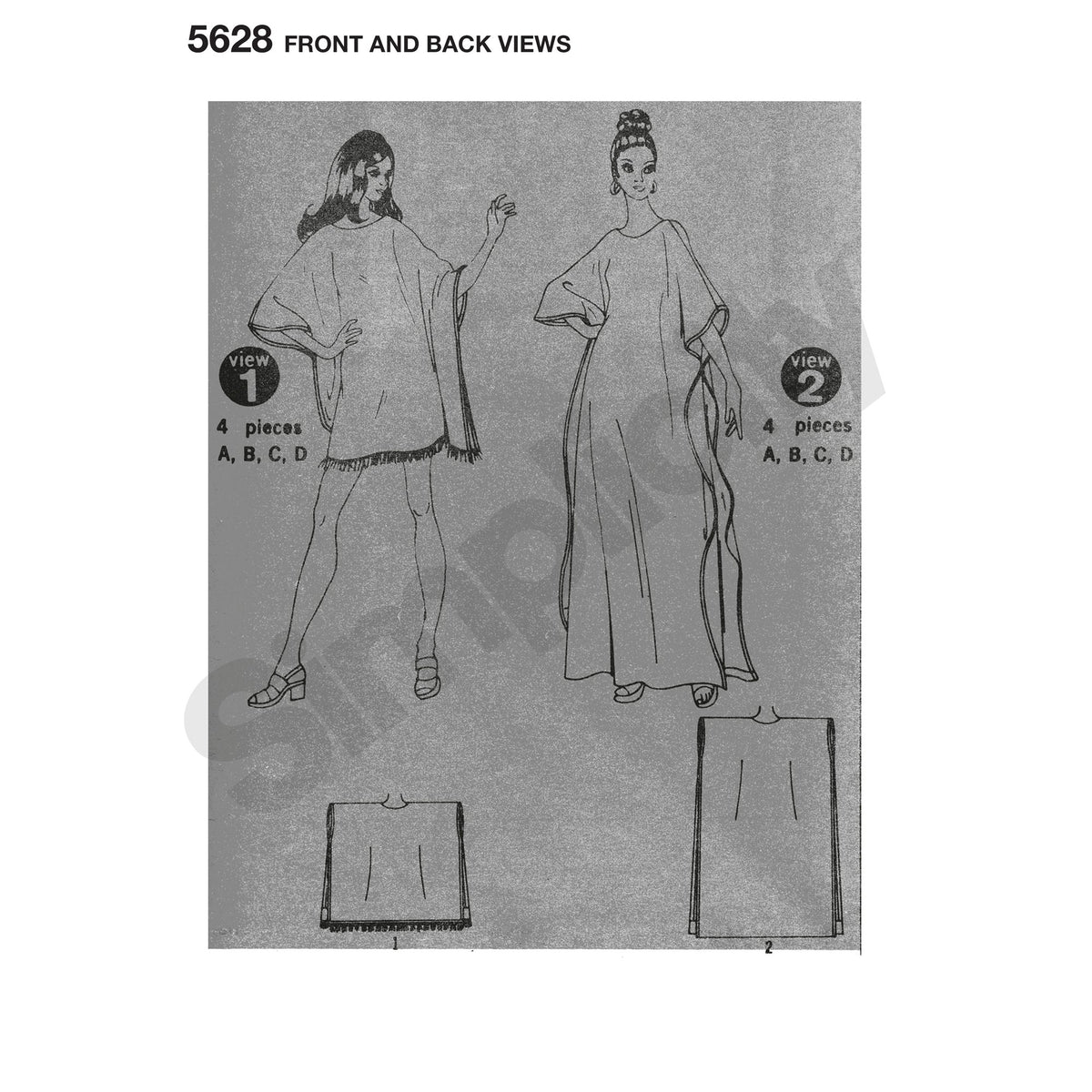 Simplicity S5628 Women's Vintage Caftan Sewing Pattern, Sizes 8-40