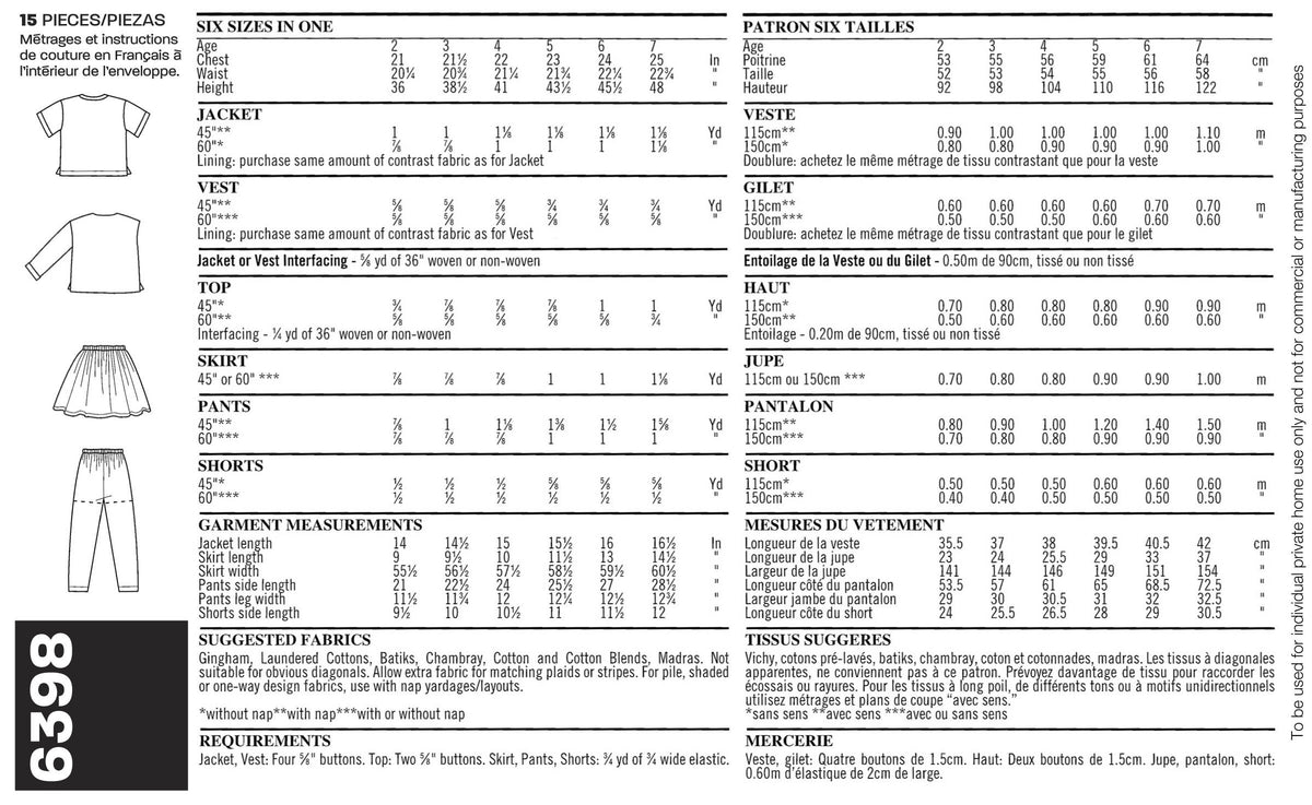 New Look U06398A Children's Sewing Pattern, Sizes 2-7