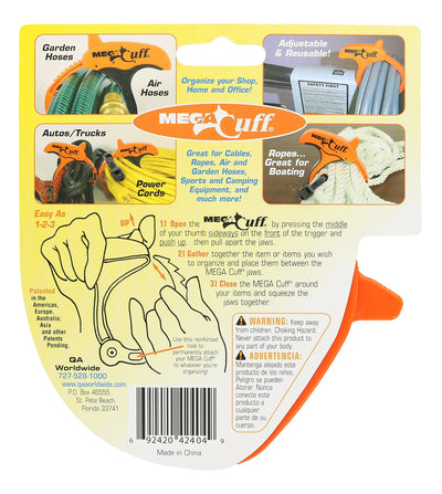 Cable Cuff Mega Cuff - Single Extra Large Reusable Serrated Cable Organizer - 6 Inches
